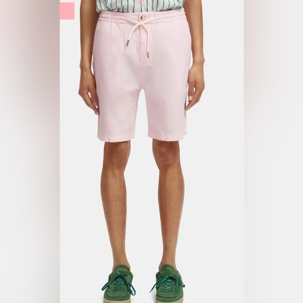 Scotch & Soda Fave Linen Cotton Bermuda Shorts Regular Fit Mens Small NWT Pink